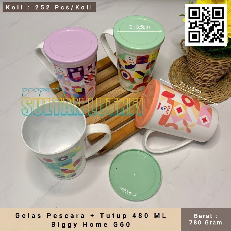 Gelas Pescara + Tutup 480 ML Biggy Home G60