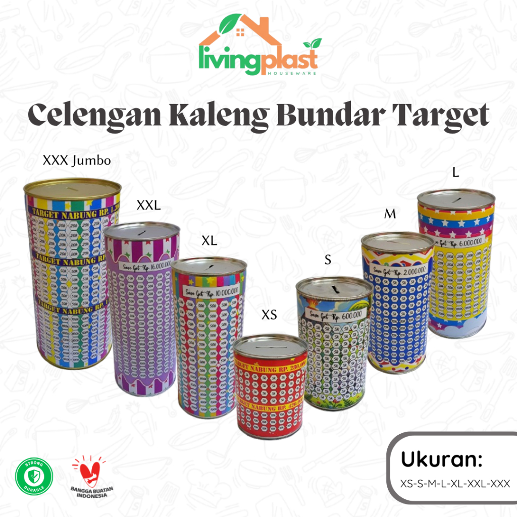 Celengan Kaleng Bundar Target / Celengan Kaleng Karakter Jumbo / Celengan Anak Kecil