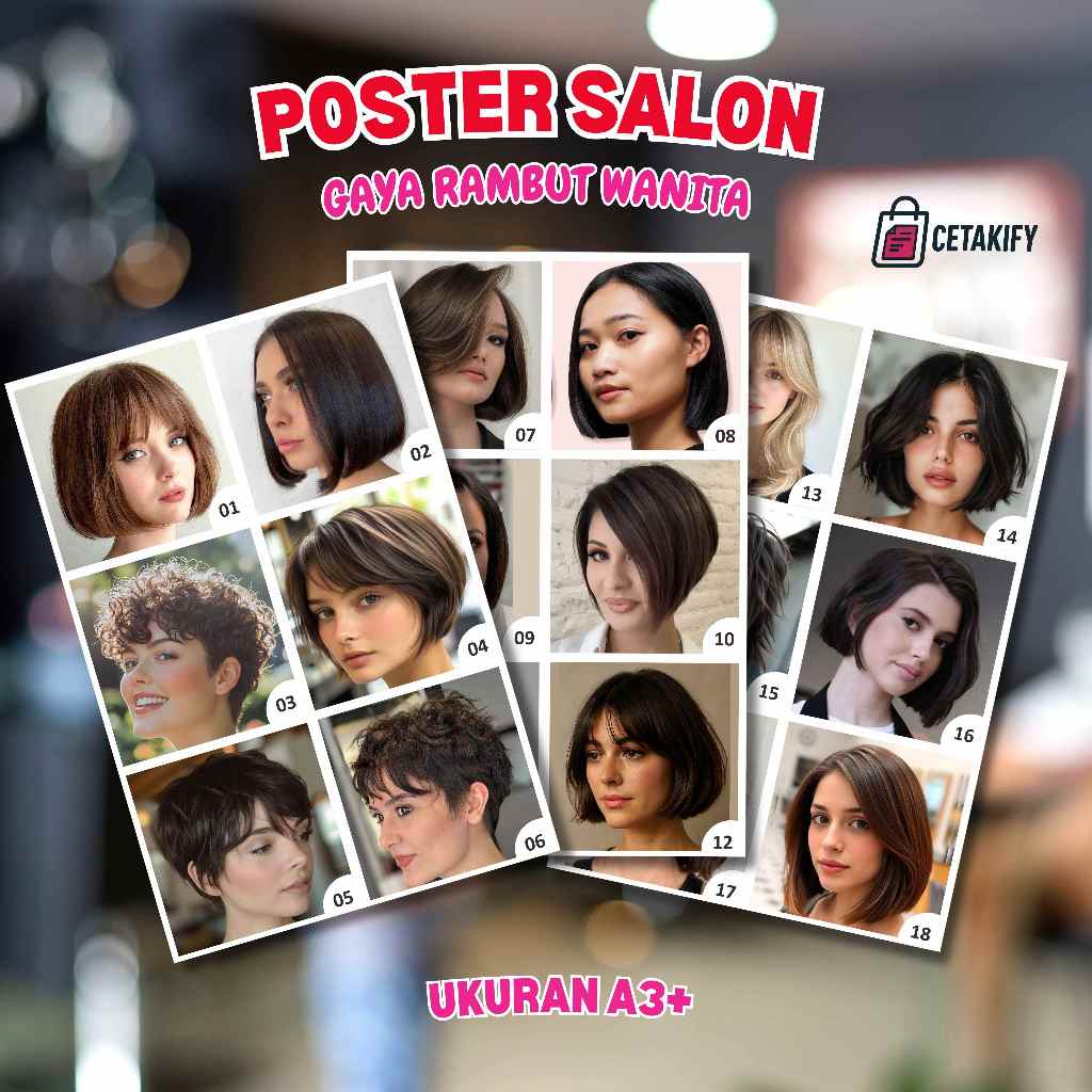 Poster Salon Kecantikan - Poster Gaya Rambut Wanita Kekinian
