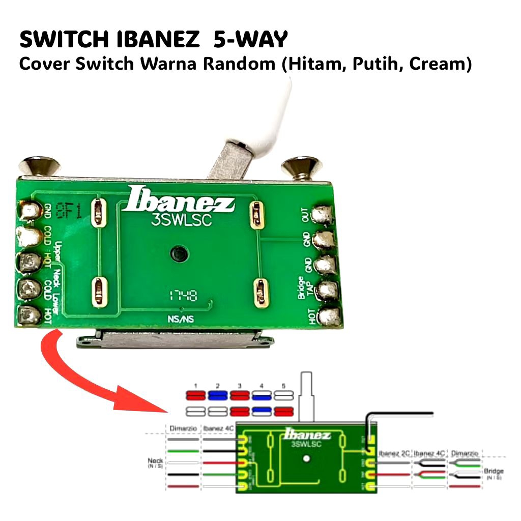 Switch Gitar Ibanez 5-Way 3SWLSC Elektrik Cover Warna Random