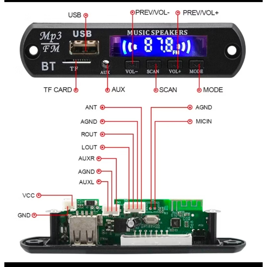 MODUL KIT MP3 PLAYER BLUETHOOT BLUTUT PEMUTAR MUSIK MP 3 BLUETHOOT