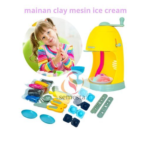 Mainan edukasi anak mesin lilin cetakan es krim play fun doh cetakan ice cream set machine plastisin