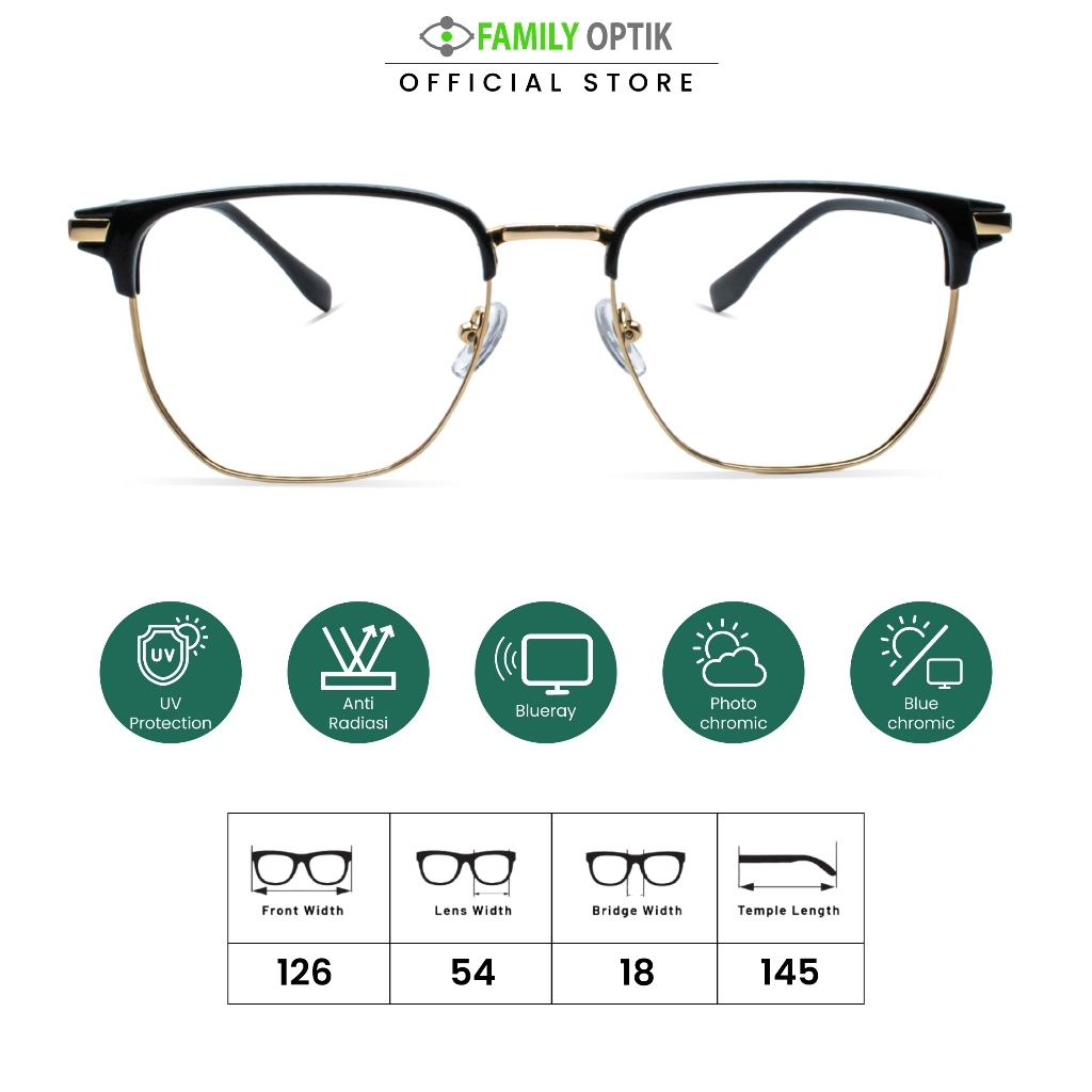 Family Optik - Kacamata Vintage Blueray Photocromic Anti Radiasi 20420