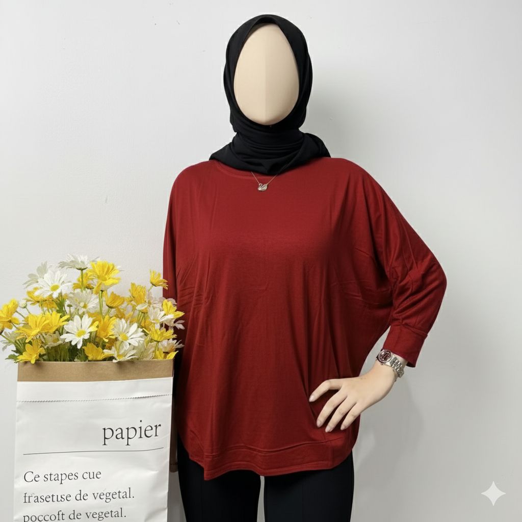 Kaos Batwing Kelelawar Spandek Rayon Super Adem Streechi Atasan Baju Wanita Polos