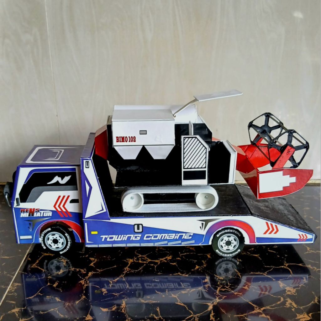 miniatur combine manual + truk towing oleng