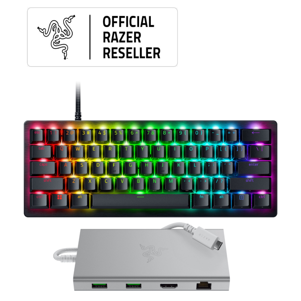 Razer Huntsman V3 Pro Mini - 60% Analog Esports Gaming Keyboard Putih