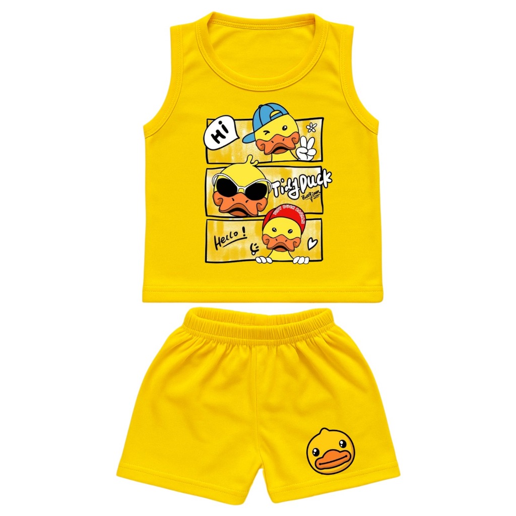 Setelan Baju Kaos Anak Tidy Duck Lucu Untuk 1-10 Tahun