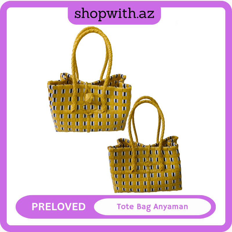 Preloved | Tas Anyaman Warna Kuning | Top Handle Bag
