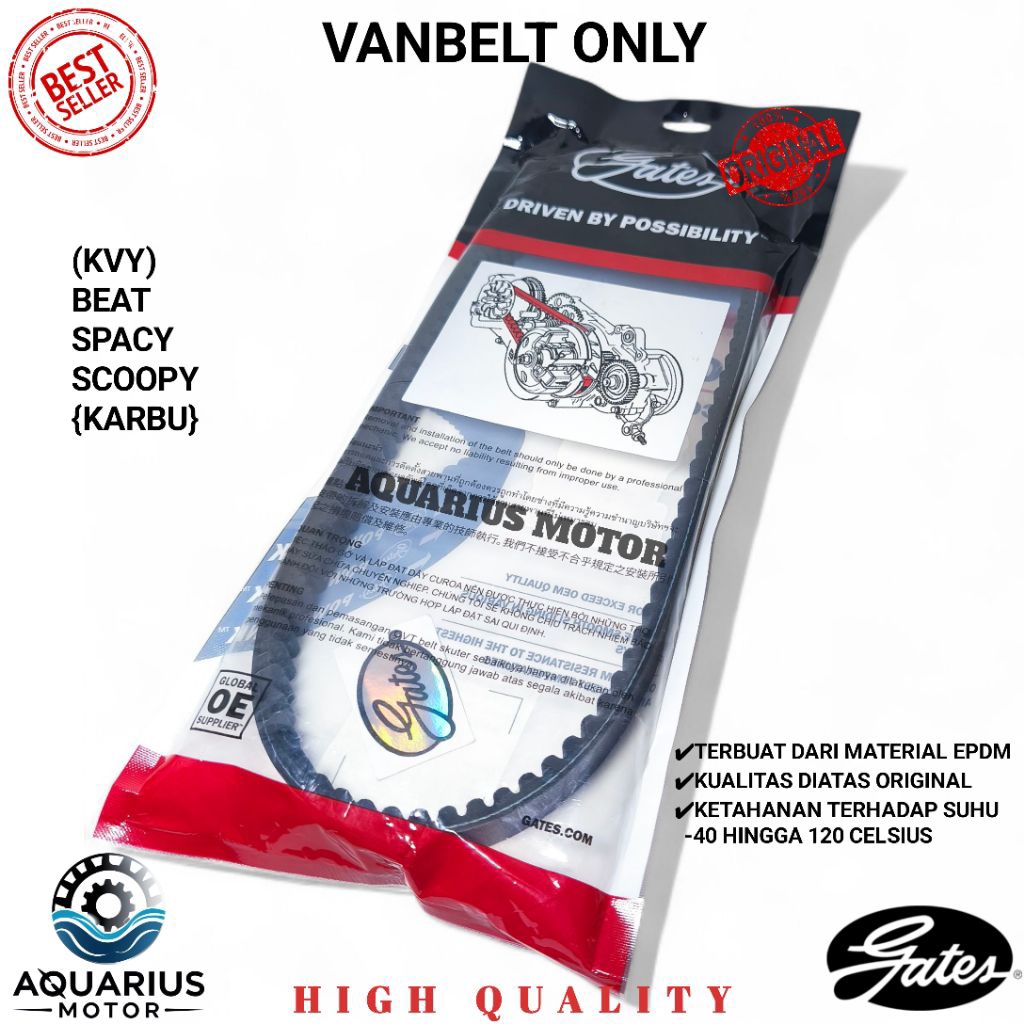 VANBELT ONLY V BELT PANBEL MOTOR ORIGINAL GATES POWERLINK KVY BEAT KARBU SCOOPY SPACY KARBURATOR