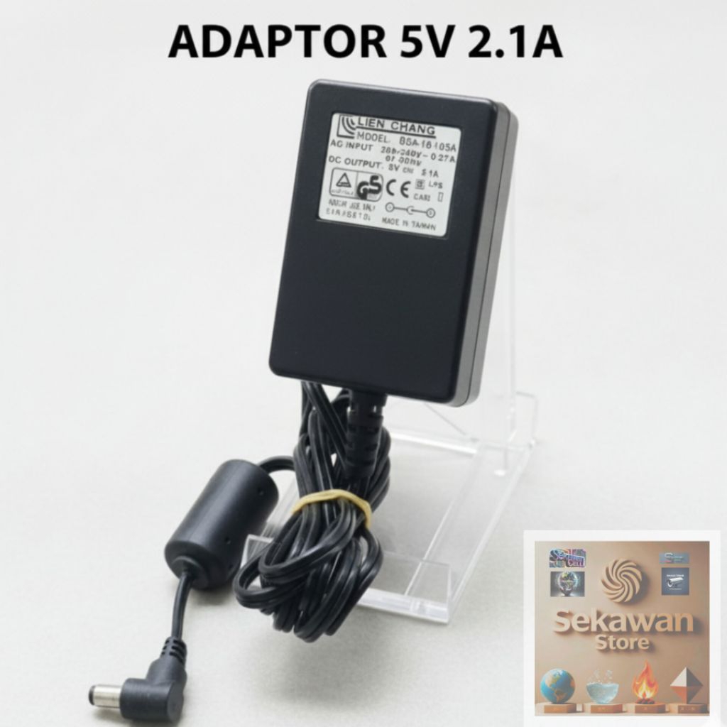 Adaptor 5V 2.1A REAL Jack 5.5x2.5mm Power Supply Kabel Tebal 18AWG Set Top Box Media Converter Origi