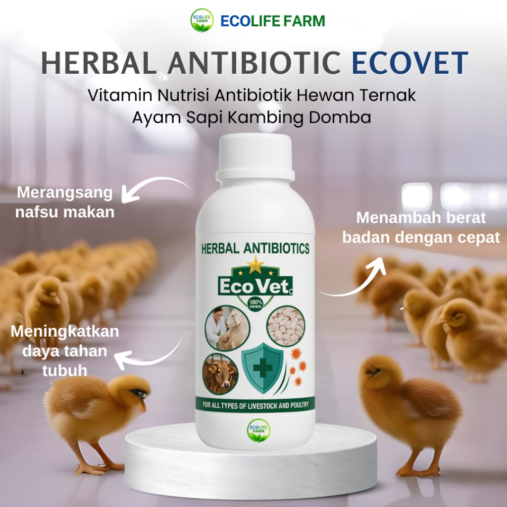 ECOVET 250 GRAM - Herbal Antibiotik Penggemuk untuk Sapi Babi Ayam - Ecovet Original Garden