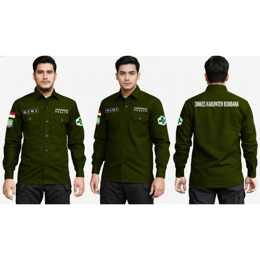 GRATIS LOGO NAMA BIKIN KEMEJA CUSTOM kemeja PDH PDL tangan panjang bordir satuan seragam PNS LENGAN 