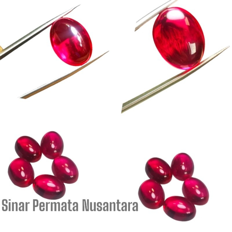 Batu permata red rubi siam serat kapas oval chabhochon batu permata diamond 9,25 skala mohns | BZS-3