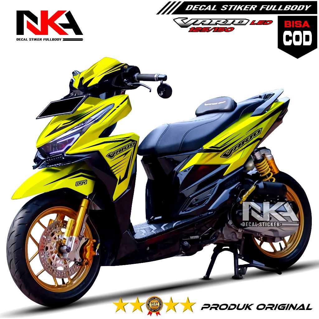 BISA COD Decals Stiker Fullbody Vario 125/150 LED 2015-2017 Motif Keren Hijau