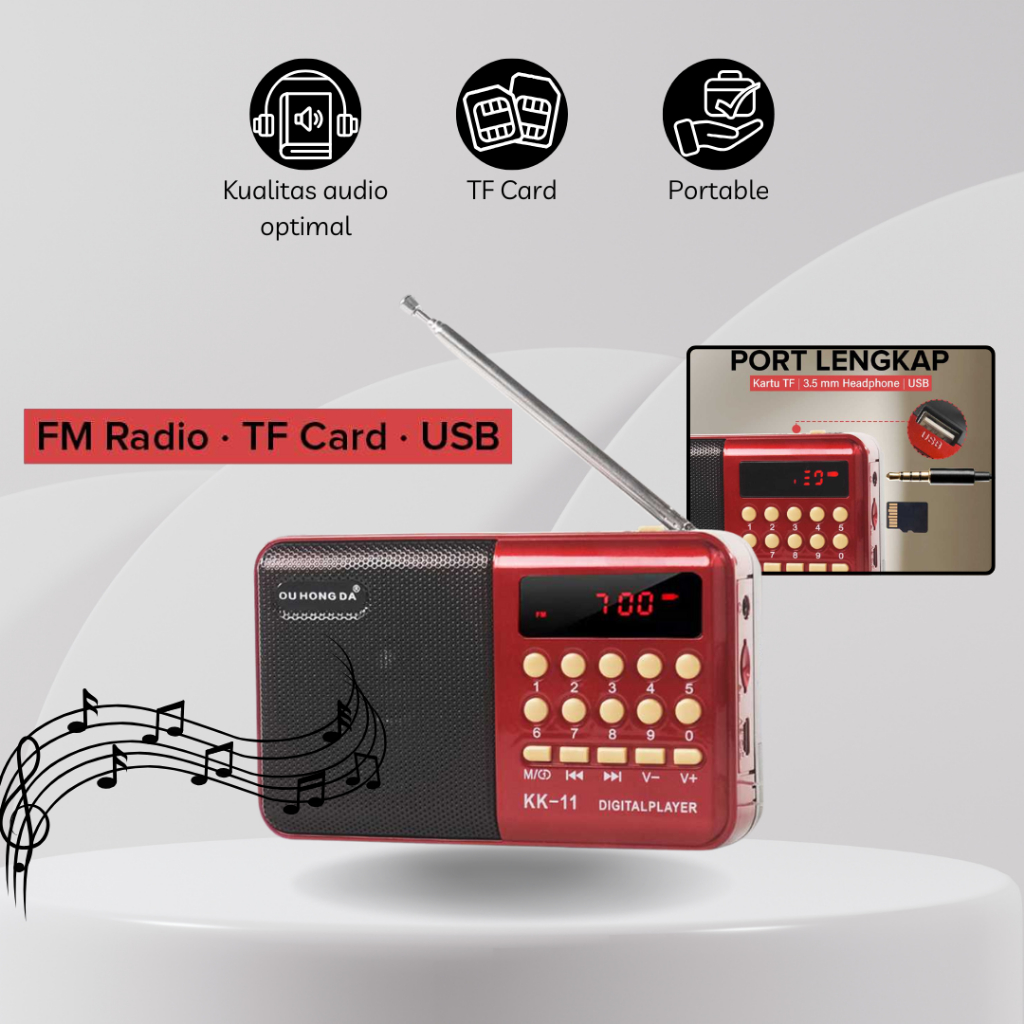 Radio Portable Mini FM Radio Kecil Player Speaker TF Card