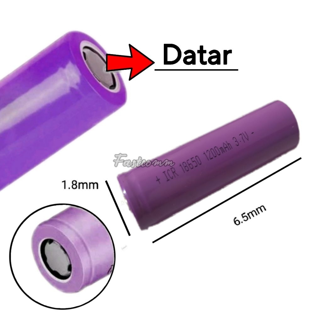 Baterai Recharge 18650 / 1200Mah Senter / Laser / Kipas / Baterai Biru