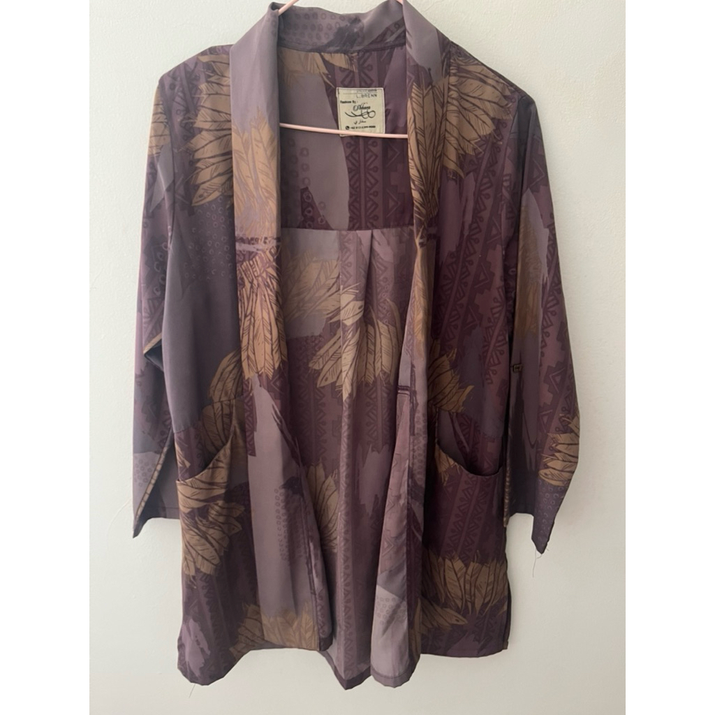 outer batik motif bunga ungu pink