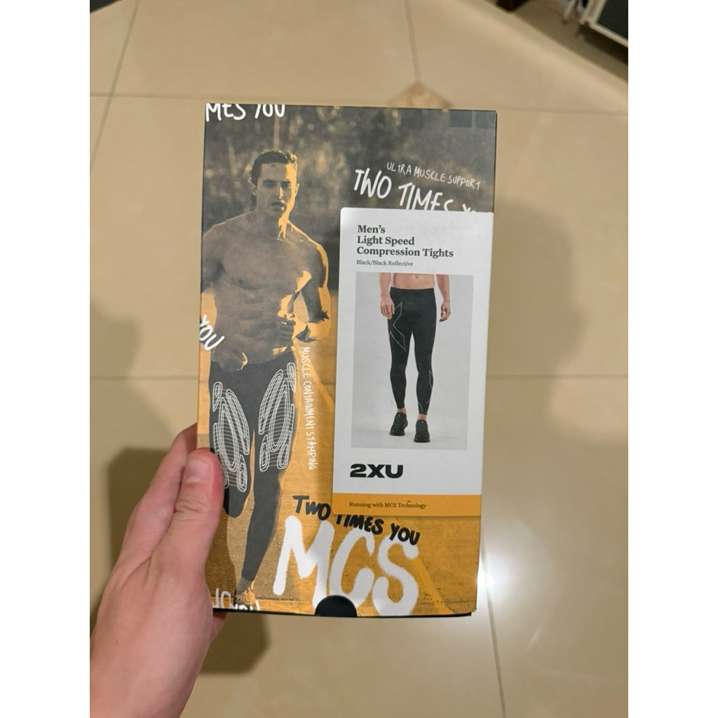 2XU Men Light Speed Compression Tights / Celana Running Lari Legging Pant Pants Pria - Black Reflect
