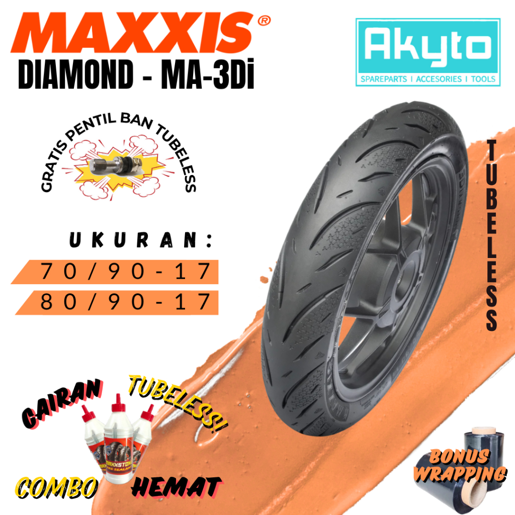 [TUBELESS RING 17] MAXXIS MA-3Di  / 3DIAMOND / BAN TUBELESS MOTOR R17 / BAN MOTOR BEBEK HARIAN 3Di