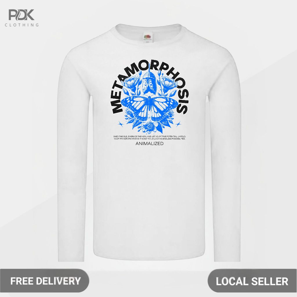 Animalized Kaos Pria Baju Lengan Panjang Kupu Kupu Butterfly Rise Of Metamorphosis