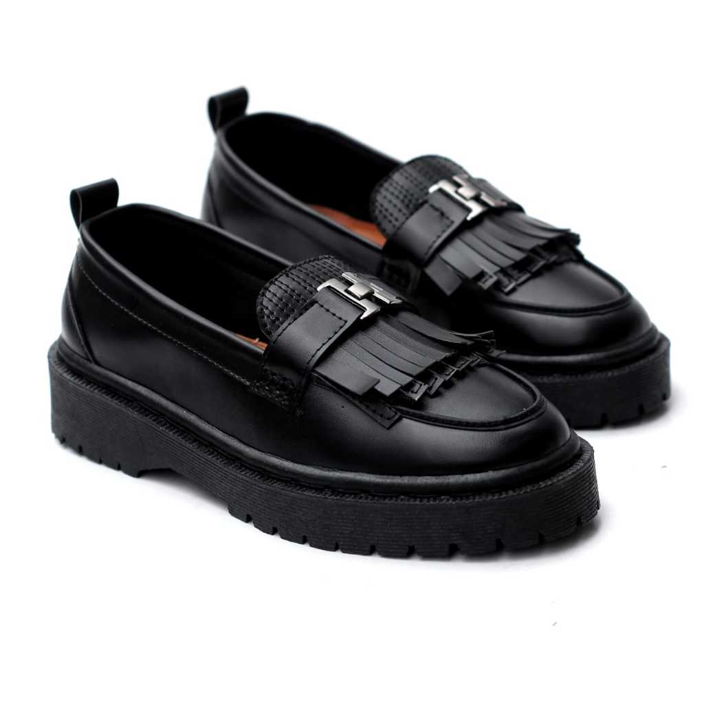 Sepatu Loafers Hitam Pria Kerja Sole Tebal Pantofel Kerja