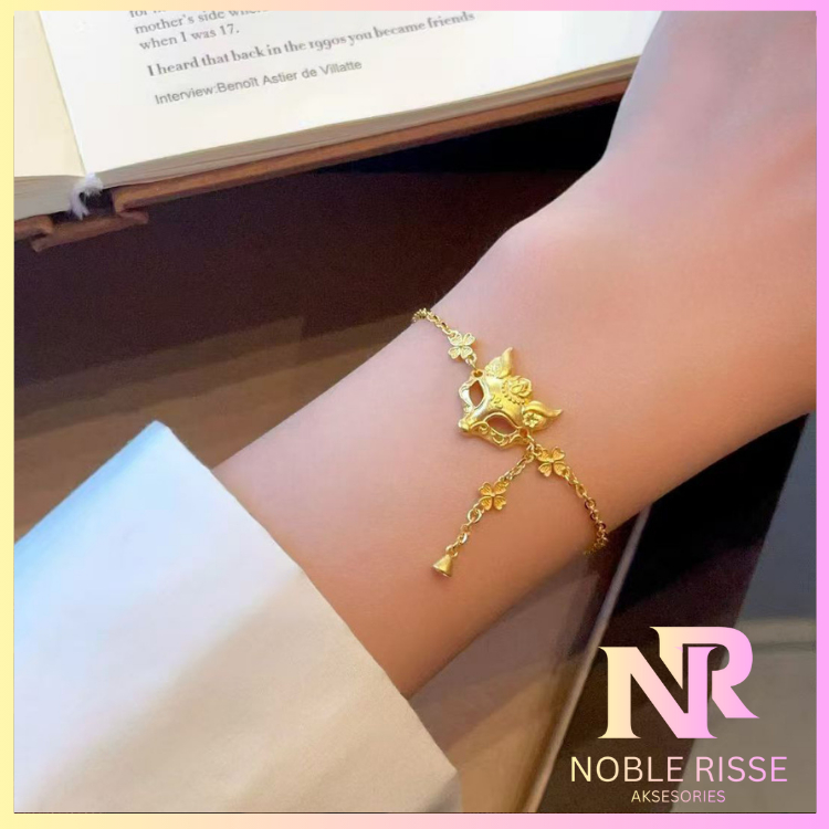 Korea Gelang Wanita Titanium Rantai Adjustable Emas Rubah G05G