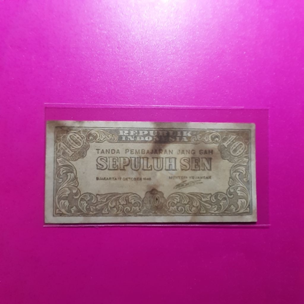 uang kuno 10 sen ori 1945