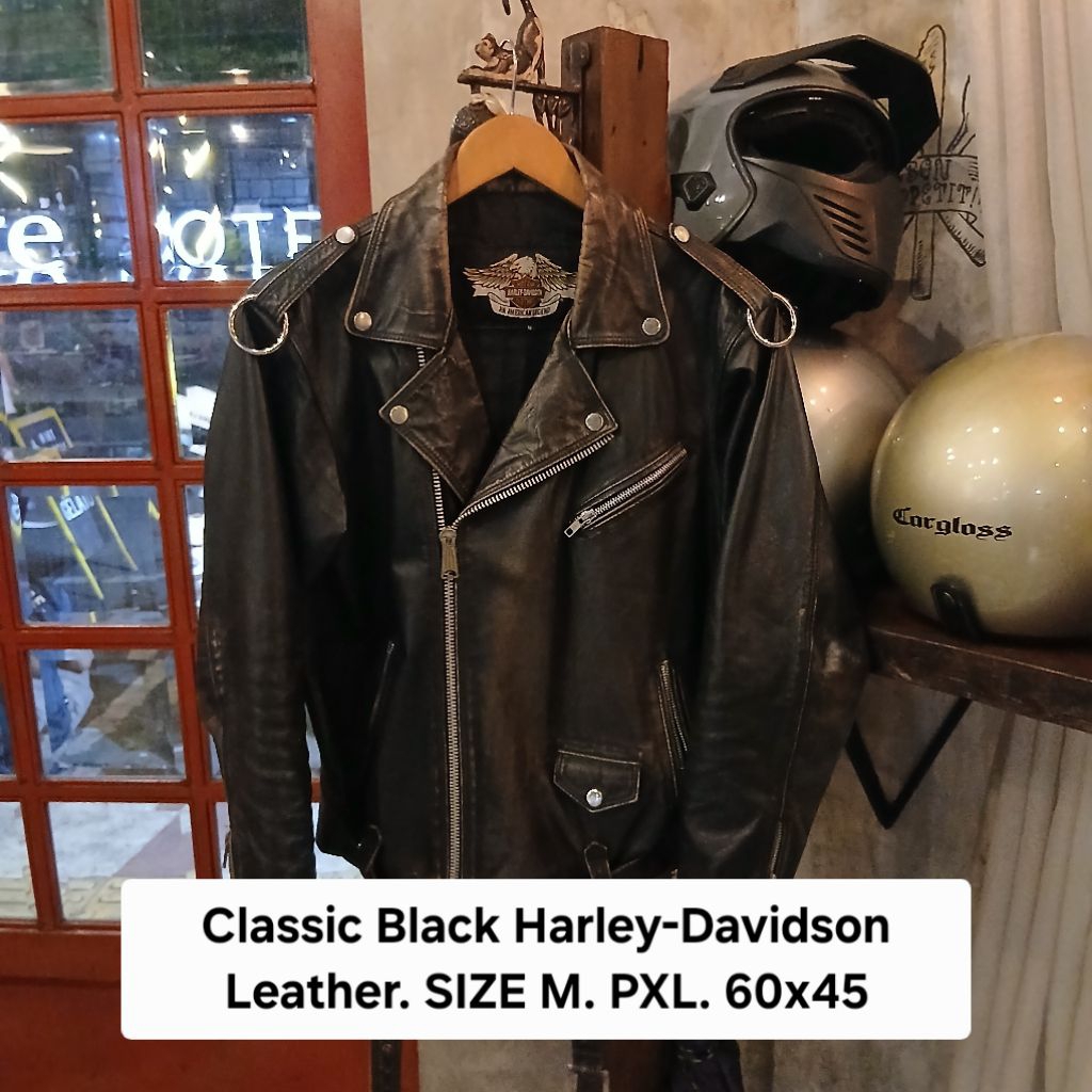 Classic black Harley-Davidson leather biker jacket