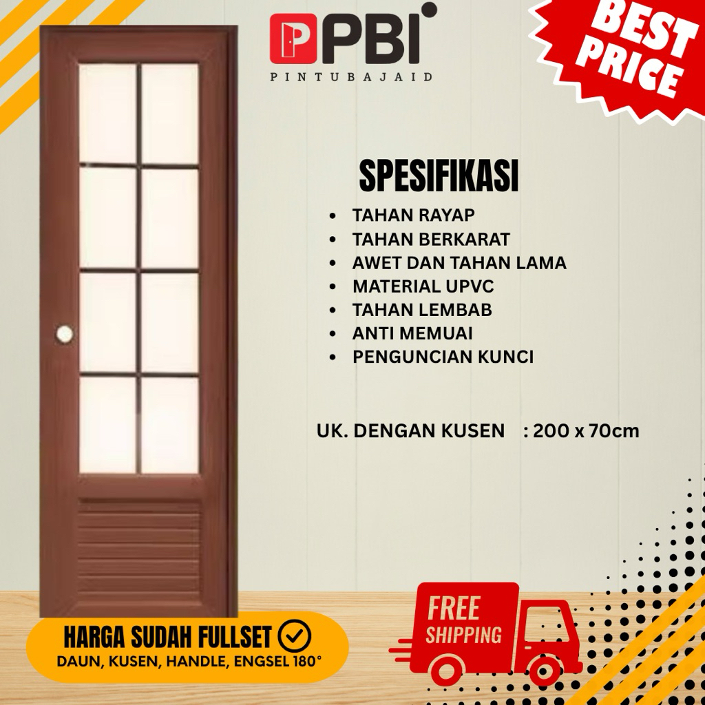 PINTU UPVC KAMAR MANDI, PINTU DAPUR, PINTU RUMAH FULLSET