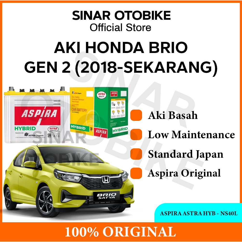 AKI NEW BRIO ASPIRA ASTRA HYBRID BASAH NS40L