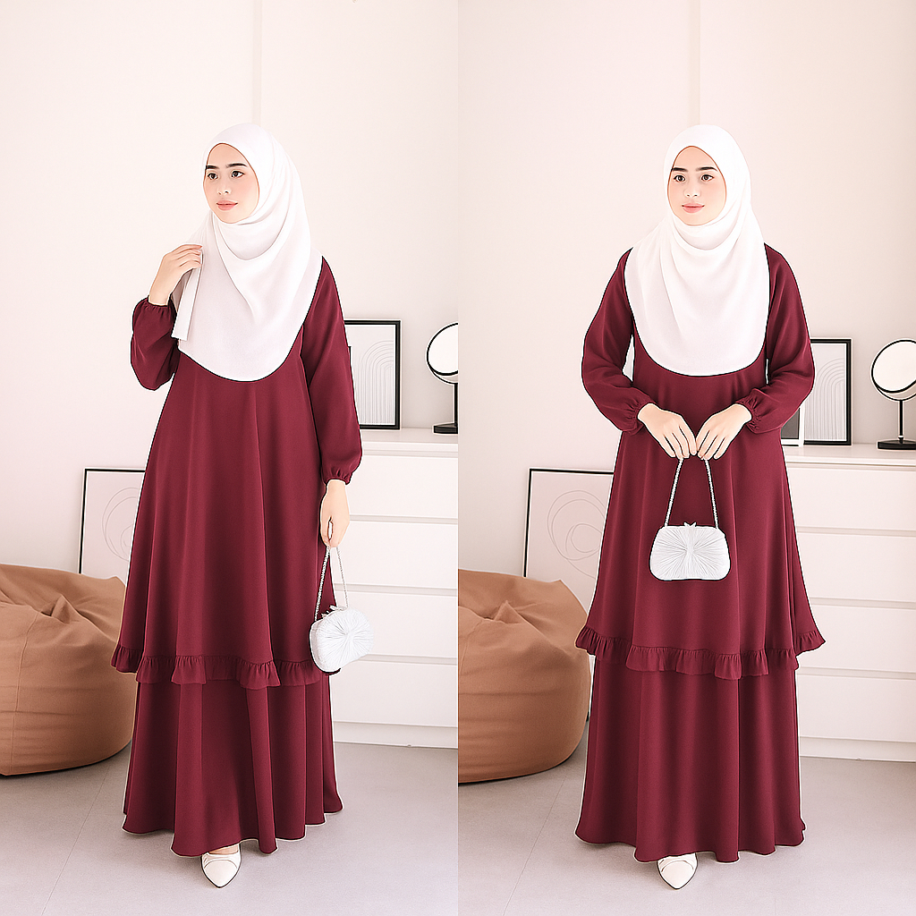Gamis Melayu Terbaru 2025 / Gamis Malaysia Busui Umpak Bahan Ceruty Babydoll Wanita Dewasa Jumbo