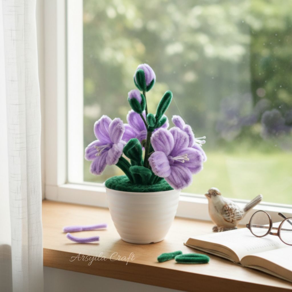 African Violet Crocheted Pot