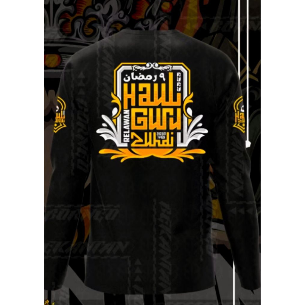 Kaos Lengan Panjang Relawan Haul Sekumpul Guru Zuhri Corak Kuning