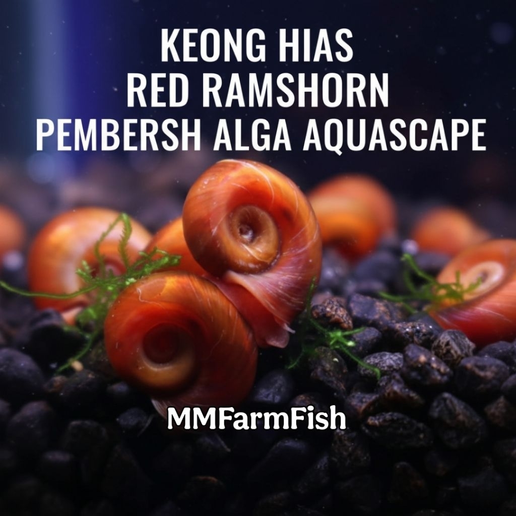 Hiasan aquacape keong ramson | keong red ramshorn pembasmi lumut pembersih alga ramson merah keong a