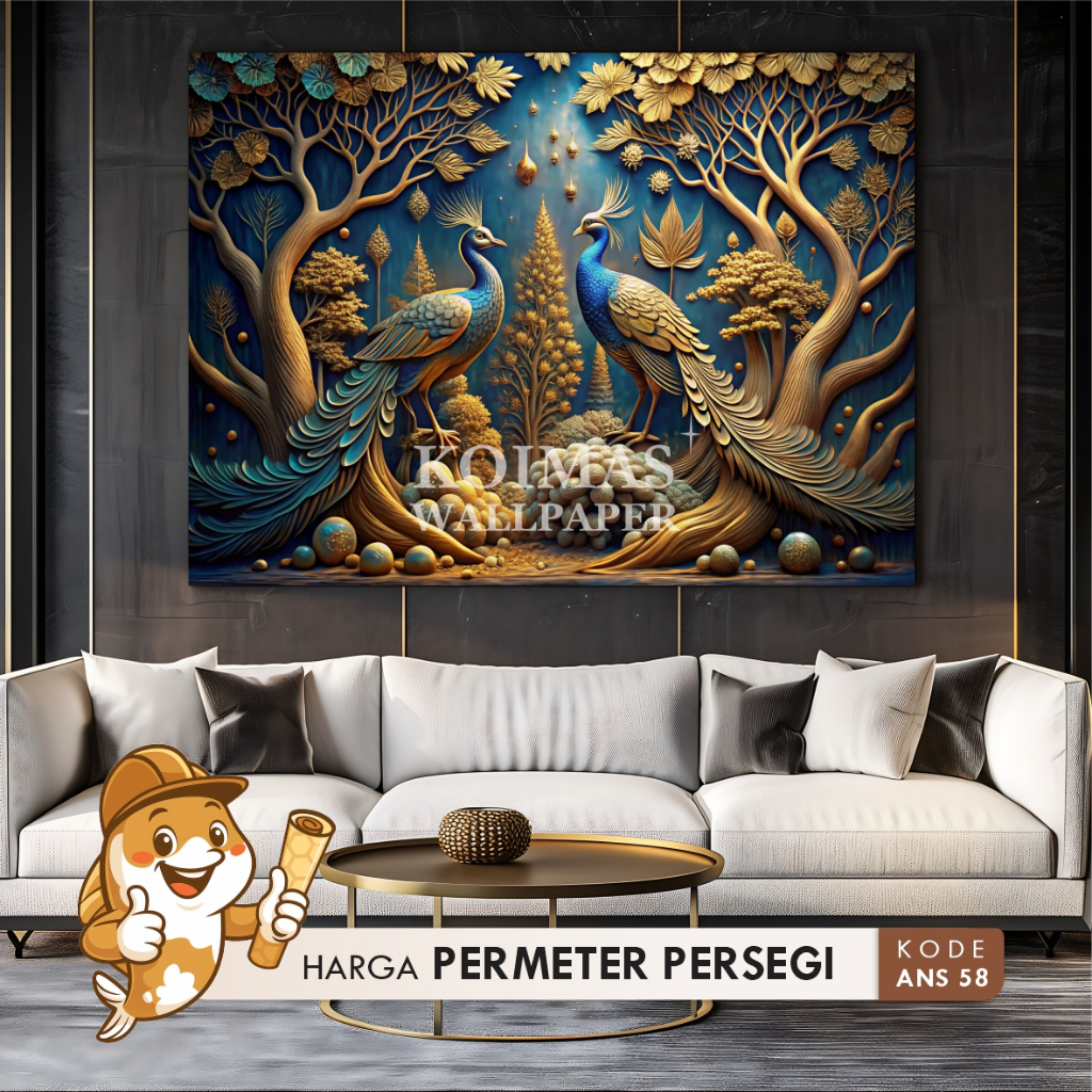 Stiker Merak 3D Wallpaper Hiasan Burung Merak 3D Dekorasi Dinding Mewah Stiker Dinding Kekinian Co