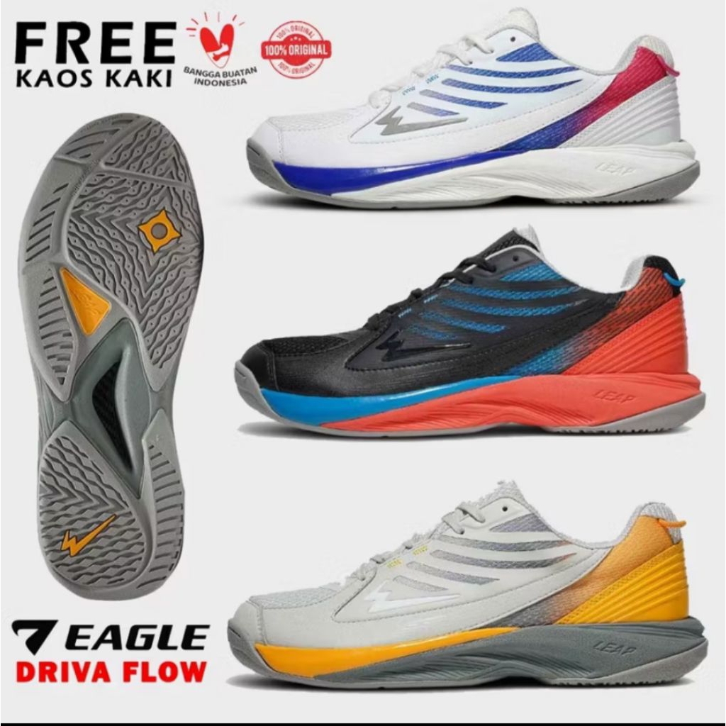 Sepatu badminton bulutangkis baru new original eagle driva flow