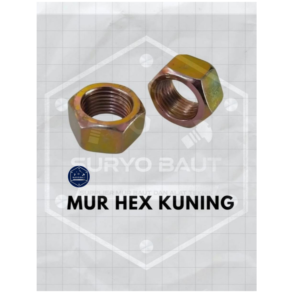 Suryo Baut - Mur Hex Kuning M6 M8 M10 M12 M14 M16 Hex Nut