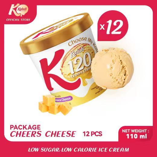 Kaluli Cheers Cheese Strawberry Cup (1 karton=12 cup) - Low Fat Low Calorie Ice Cream Es Krim Kaluli