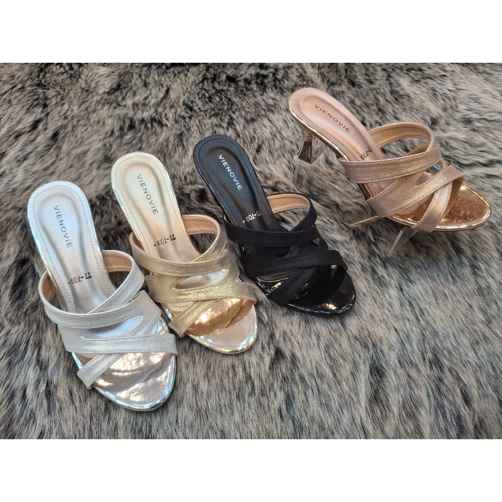VINICCI - HIGH HEELS SLOP GLITTER TINGGI 7cm HEELS PESTA