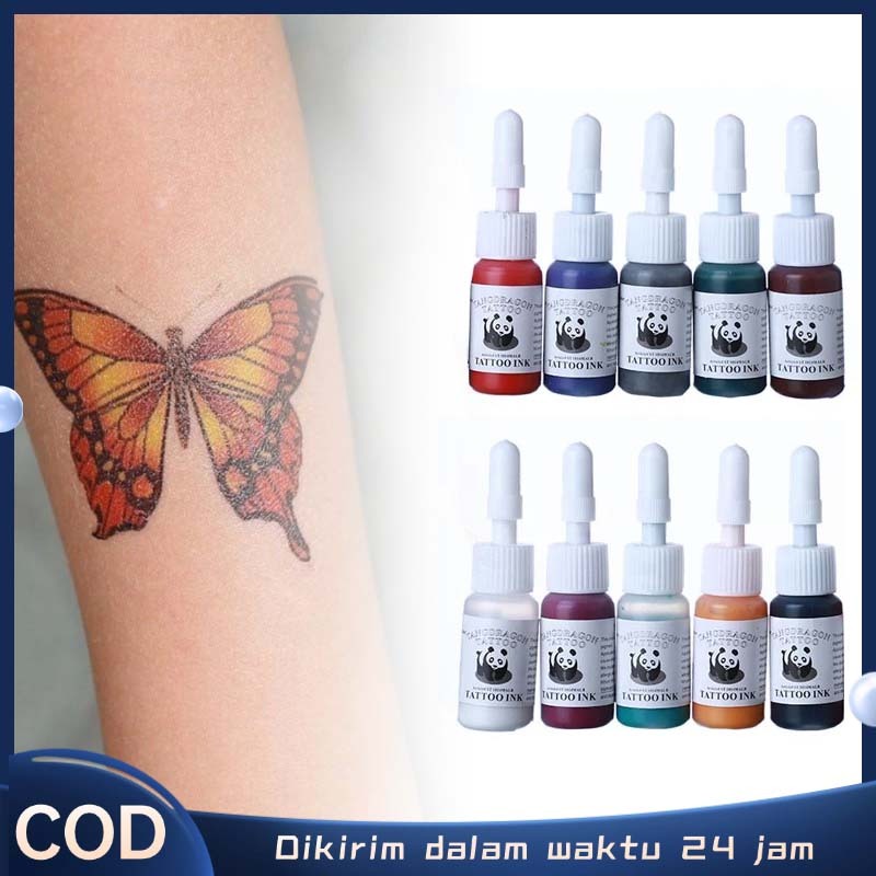 10 Warna Tinta Tato Full Set Tinta Tato Original 100% Tinta Tattoo Tinta Tato 3 Warna