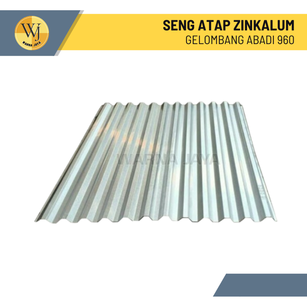 Seng Atap Zincalume Warna 96CM / 103CM Tebal 0.25 / 0.3 / 0.35 / 0.4 / 0.45 / Atap Baja Ringan Zinka