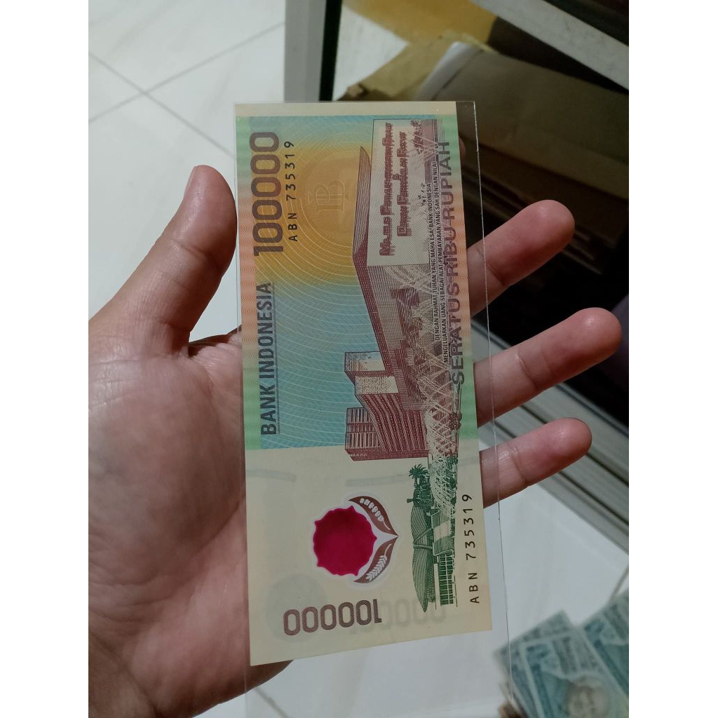 GANJIL Genap No seri ABN 735319 Uang kuno Indonesia Asli 100000 Polimer tahun 1999 original, no seri