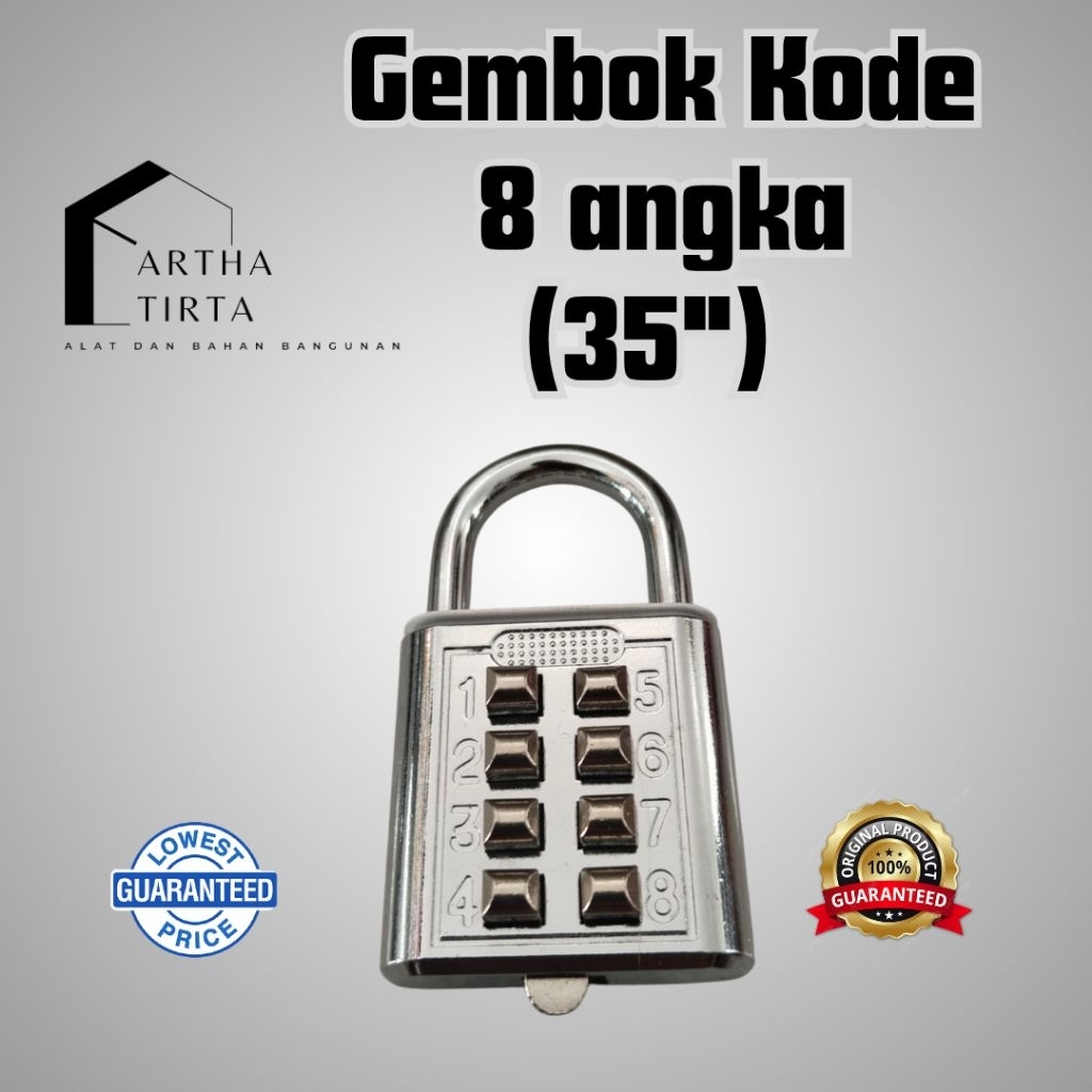 Gembok Kode Angka 8 digit | Gembok Kombinasi Angka Aman untuk Tas, Lemari, Pintu, Loker