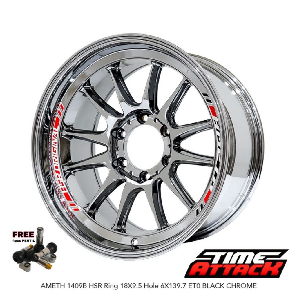 Velg Mobil Fortuner Ring 18 HSR WHEEL Tipe Ameth Black Chrome Velg Hsr R18