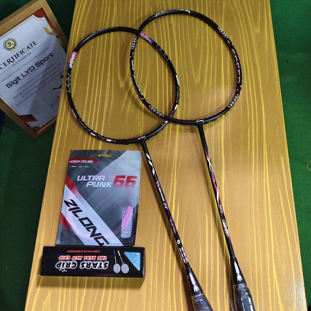hot deals raket badminton zilong novapuno, & xenocage original 5ug5 36lbs