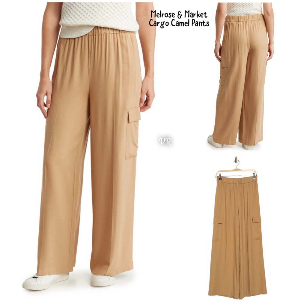 [ MM 08 ] Celana Cargo Rayon Melrose&Market Camel Wide Leg Pants