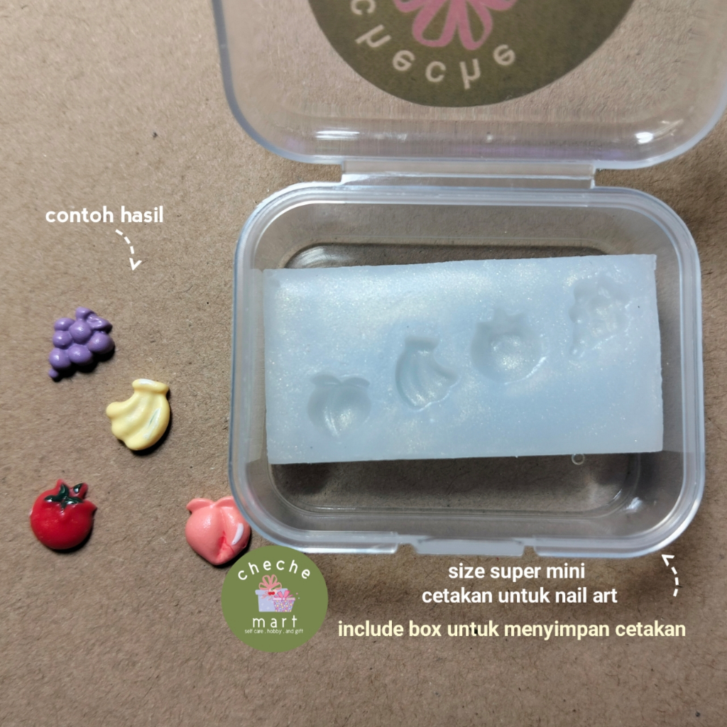cheche mart -  CETAKAN SILICONE MOLD NAIL ART - FOOD FRUIT GRAPE BANANA TOMATO PEACH - MAKANAN BUAH 