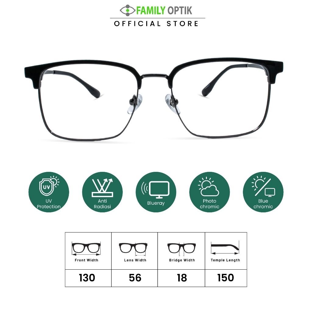 Family Optik - Kacamata Vintage Blueray Photocromic Anti Radiasi HC90084