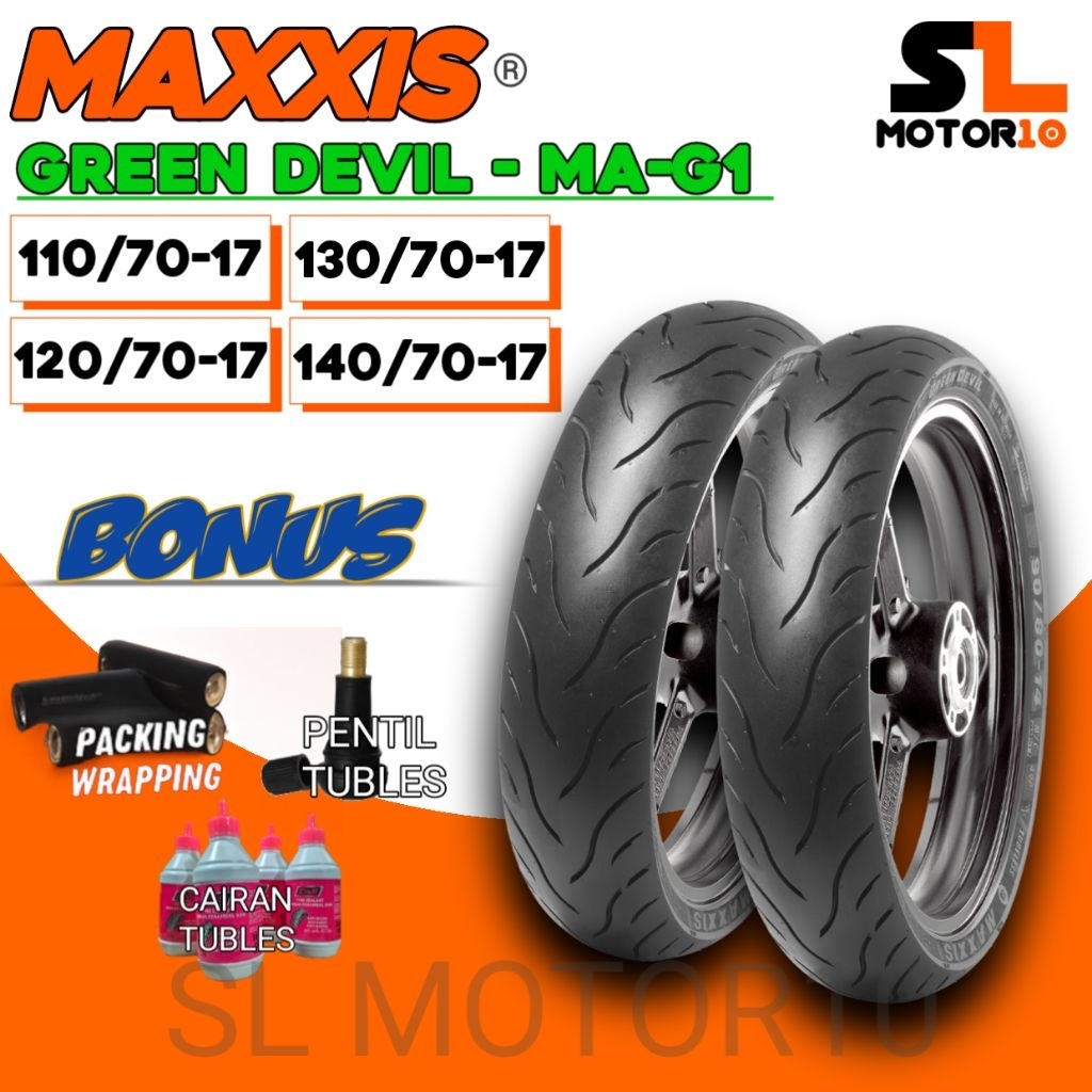 MAXXIS GREEN DEVIL RING 17 TUBELES (110/70-17 - 120/70-17 - 130/70-17 - 140/70-17) Ban Luar Maxxis M