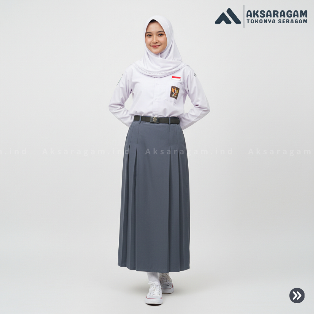 Seragam SMA Rok Panjang Rempel Bawah Pinggang Abu - Seragam Sekolah - Rok Rempel - Rok SMA